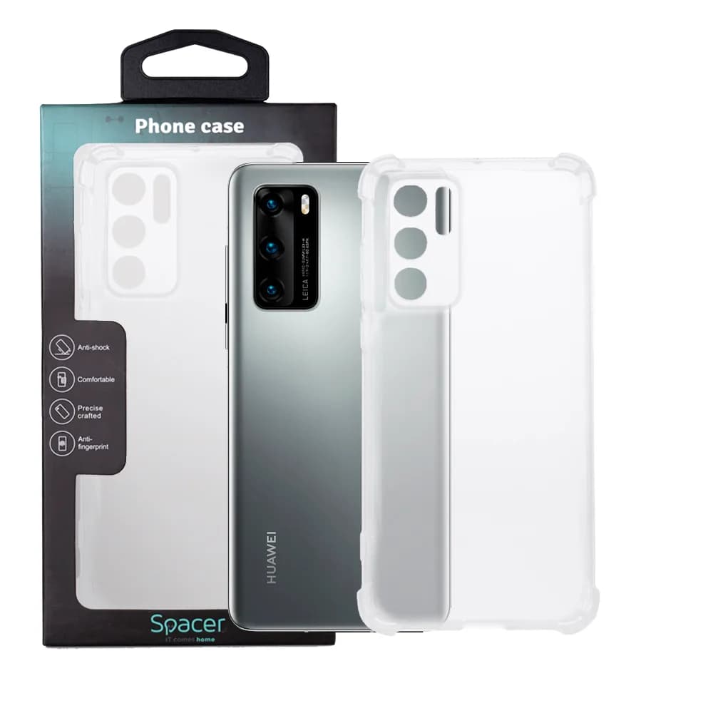 Husa Huawei telefon P 40, transparent, tip back cover, protectie suplimentara antisoc la colturi, material flexibil TPU, "SPPC-HU-P-40-CLR"