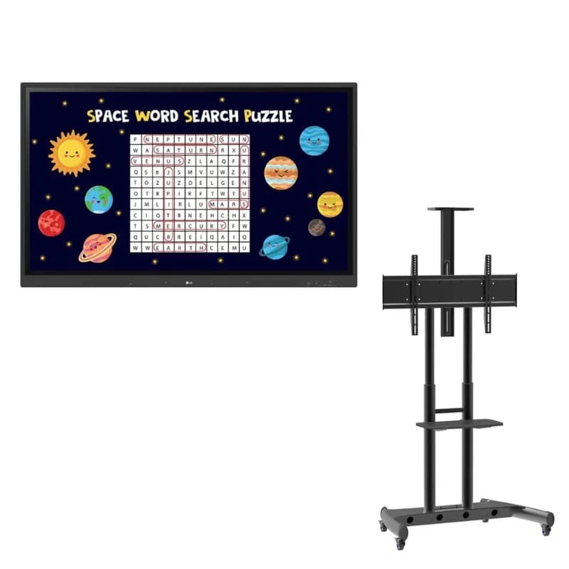 Pachet interactiv cu Tabla interactiva 65" multi touch LG 65TR3DK-B si Stand TV mobil Blackmount BM-T104, 42-100"