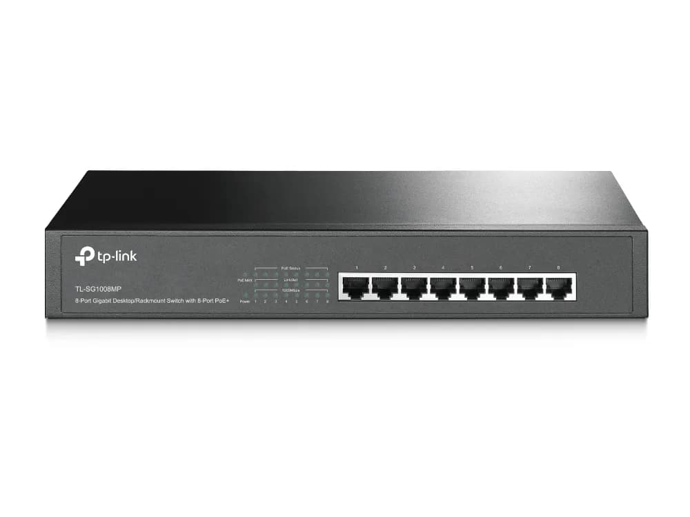 SWITCH TP-LINK POE 8 porturi Gigabit (8 PoE), IEEE 802.3af, carcasa metalica "TL-SG1008MP"