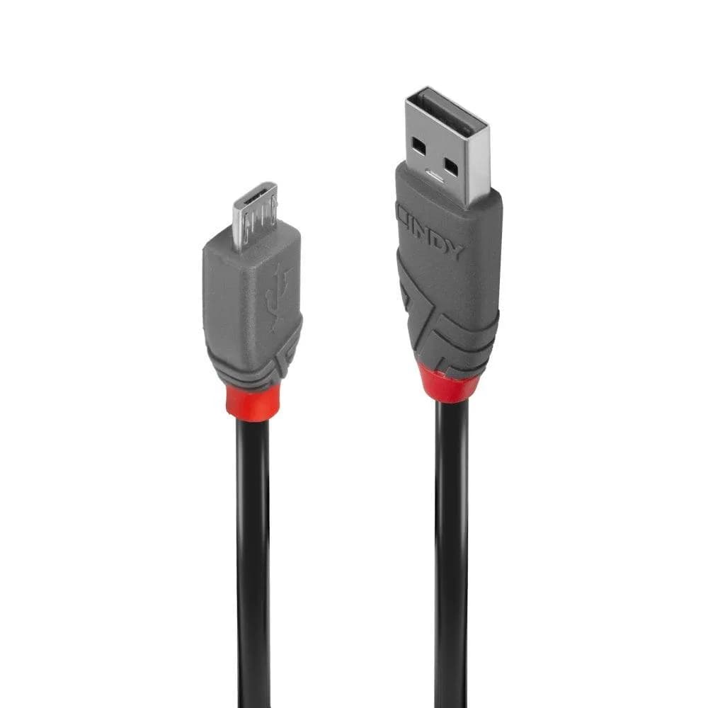 Cablu transfer Lindy LY-36733, USB 2.0 Type A to MicroUSB, 2m, Anthra Line — miniatură