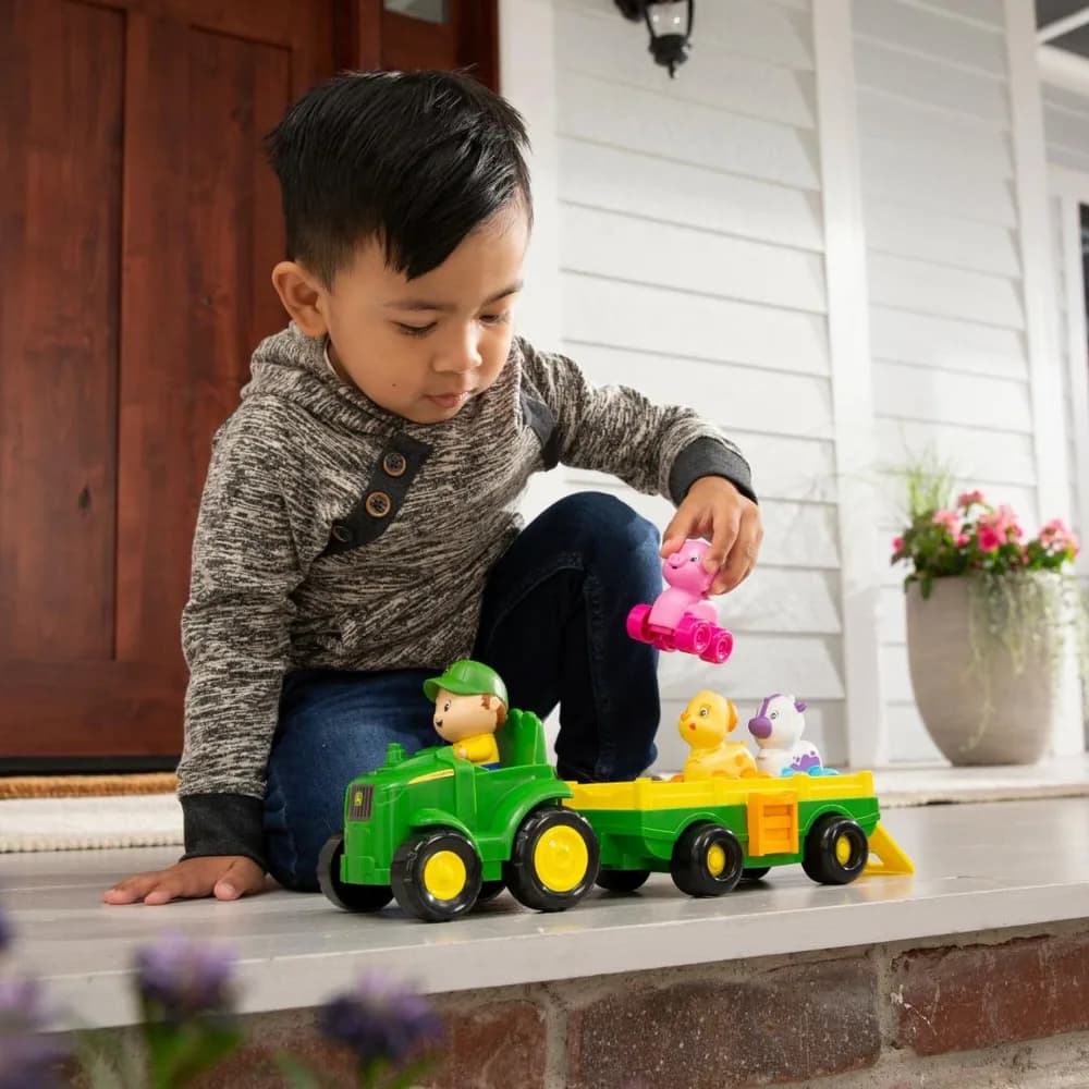 TRACTORAS CU REMORCA, ANIMALUTE SI SUNETE, JOHN DEERE — miniatură