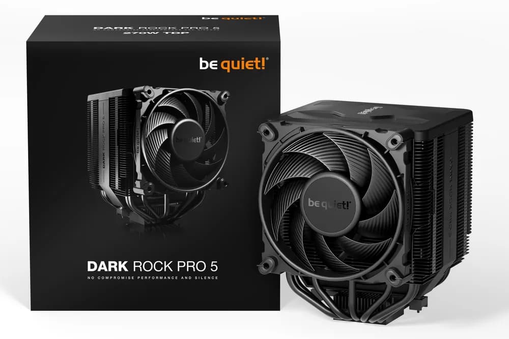 COOLER be quiet "Dark Rock Pro 5",racire aer, Ø6 mm×7 pcs heatpipe,skt. Intel LGA 1700/1200/115x, AMD: AM5/AM4, fan 1x120mm + 1x135mm, 2000 rpm, conectare 4-pin PWM, LED "BK036" — miniatură