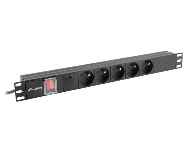 Unitate distributie alimentare PDU 19", 1U, 16A, 5 prize , negru