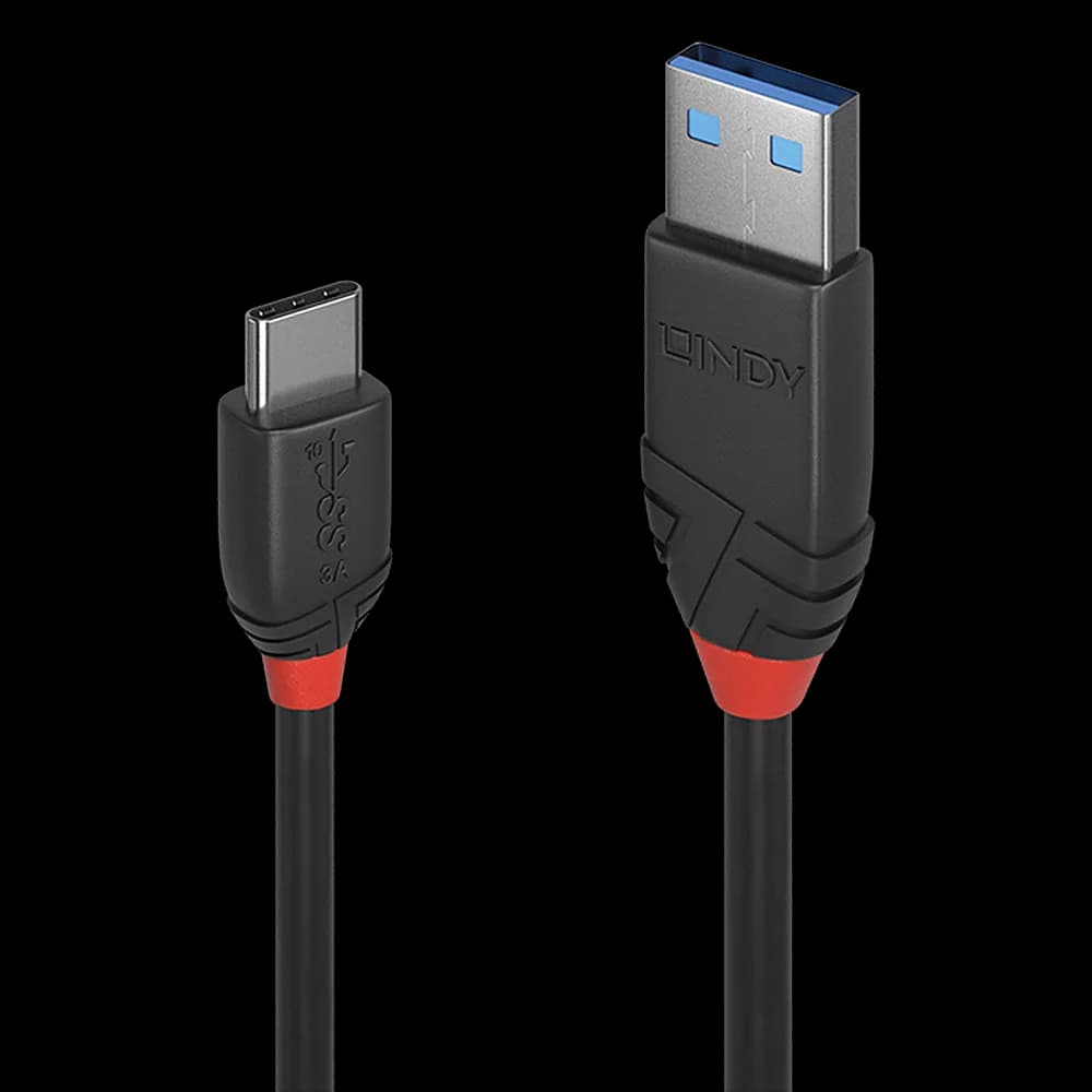 Cablu Lindy 1.5m USB 3.2 Type-A to Type-C (tata - tata), Black Line, Supported Bandwidth: 10Gbps, negru — miniatură