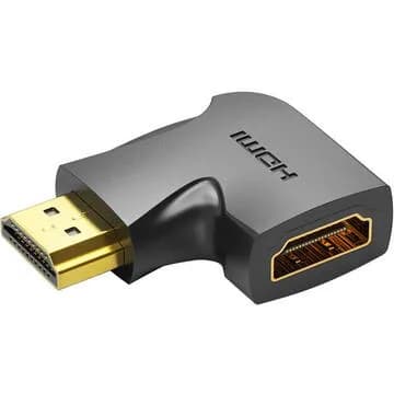 Adaptor video Vention, HDMI(T) la HDMI(M), rezolutie maxima 4K la 60Hz, conectori auriti, unghi 90 grade, invelis PVC, negru, "AIOB0" - 6922794747890