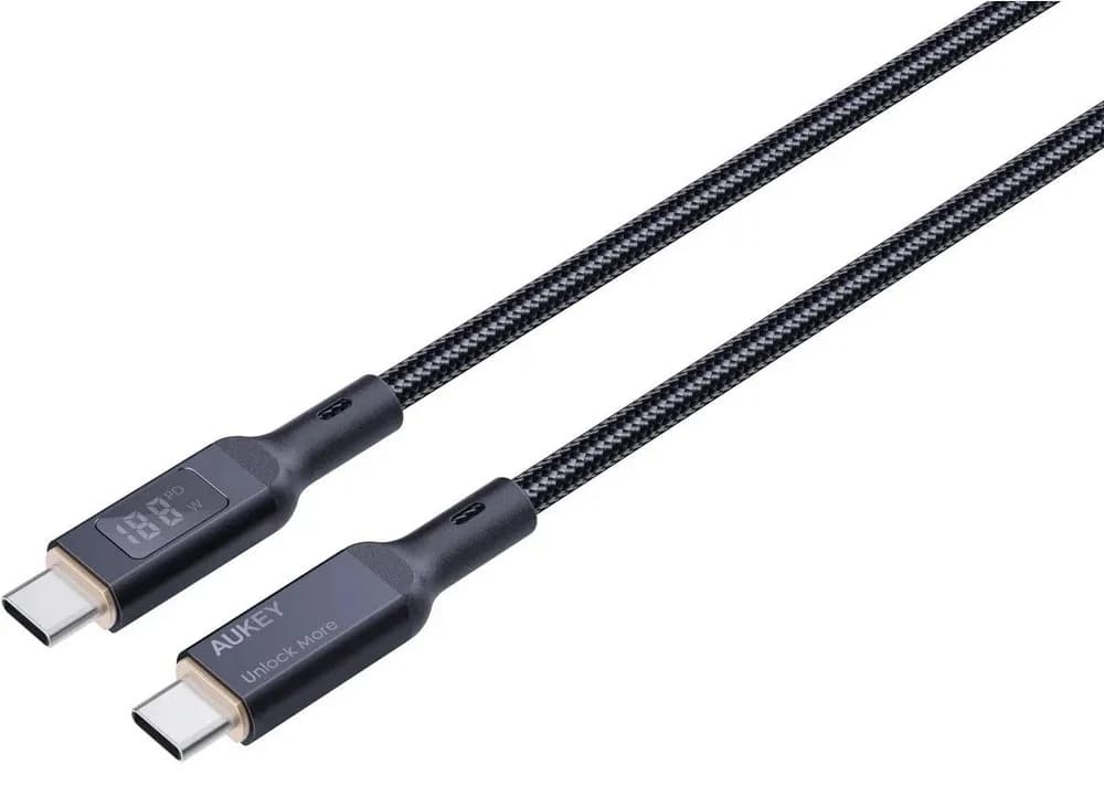 Cablu alimentare si date Aukey, USB Type-C (T) la USB Type-C (T), 1.8m, 480 Mbps, 100W, braided, negru, "LLTSN1041219" -689323785353 — miniatură