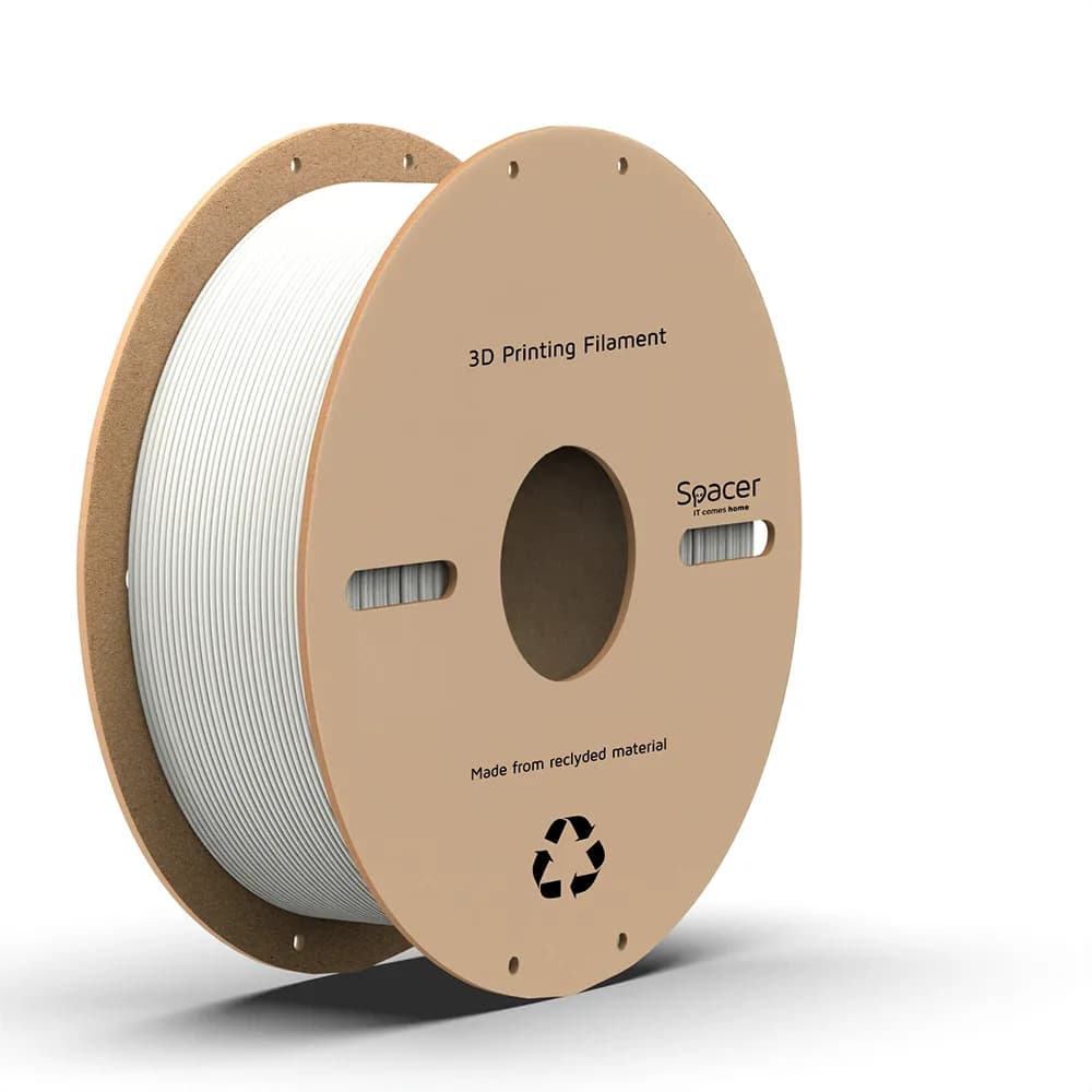 FILAMENT Spacer pt. imprimanta 3D - PLA, 1.75mm diamentru, 1Kg / bobina, aprox. 330m, topire 195-235 grC, white, "SPPF-3DP-PLA1.75-01-WH"