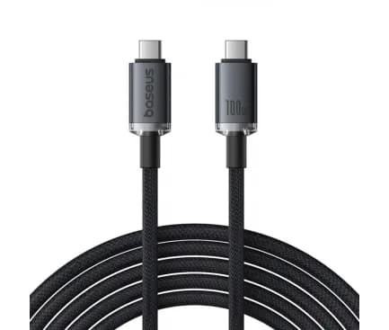 CABLU alimentare si date Baseus Crystal Shine, Fast Charging Data Cable pt. smartphone, thunderbolt, USB3.2 Type-C la USB3.2 Type-C 100W, video 4K@60Hz 1.5m, braided, negru "P10318204111-00" - 6932172657994 — miniatură