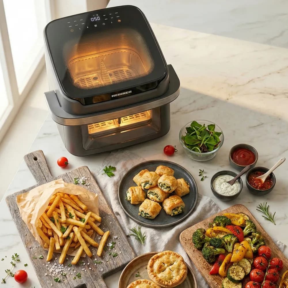 FRITEUZA DUBLA CU AER CALD HEINNER AirBake Revolution HAF-C10DB22GREY — miniatură