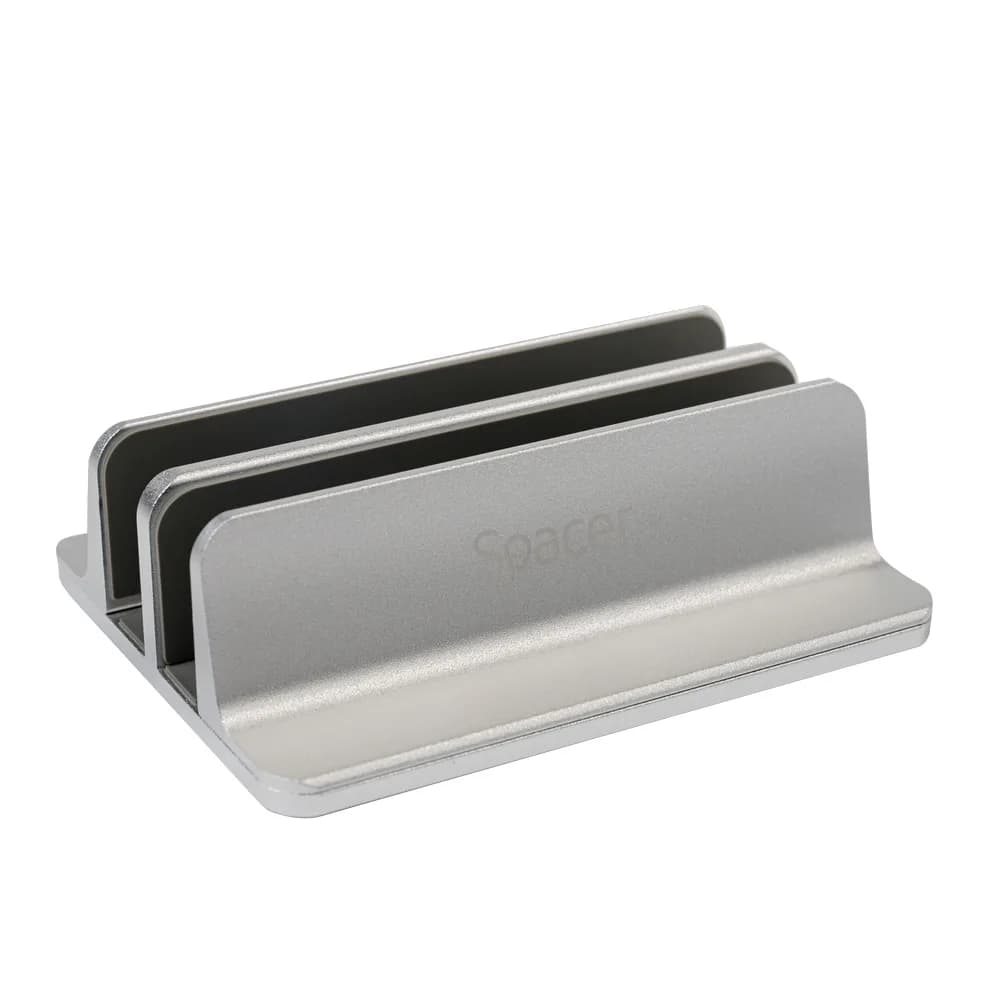 STAND SPACER vertical, notebook 14/17", dublu, protectie impotriva zgarieturilor, latime ajustabila, argintiu, aluminiu sablat, "SPS-Vertical"