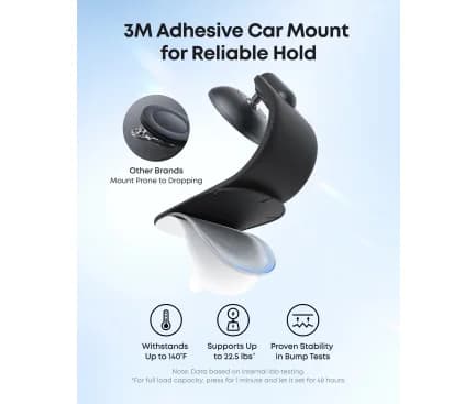 Suport auto pentru smartphone Anker, Nano, prindere bord, rotire 360grade, ajustabil 45grade, detasabil, negru, "A9110H11" - 194644272562 — miniatură