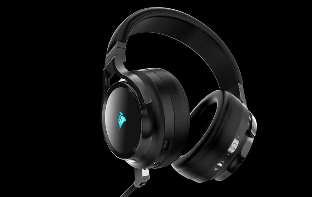 CASTI Corsair, "Virtuoso RGB", wireless, cu fir, gaming, utilizare multimedia, mic pe brat, detasabil, conectare prin 2.4 GHz(WiFi),Jack 3.5 mm,USB 2.0,negru "CA-9011185-EU" — miniatură