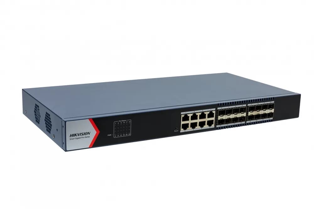 24 Port Aggregation Switch Hikvision DS-3E1524-SI-16F8T 8 x gigabit RJ45 port,16 x gigabit fiber optical port Support DHCP snooping Support 802.1Q VLAN Support ACL list Support STP/ERPS loop prevention, storm control Support ARP Anti-Spoofing Support SNMP, QoS 6 kV Surge Protection — miniatură