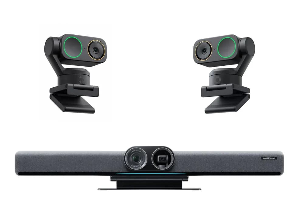 Pachet videoconferință Insta360 Connect + 2x Link 2 negru – 4K AI, pentru săli medii și mari de conferință