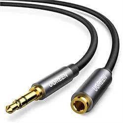 CABLU audio Ugreen, "AV118" stereo 3.5 mm jack (T) la 3.5 mm jack (M), 5m, conectori auriti, negru "10538" - 6957303815388