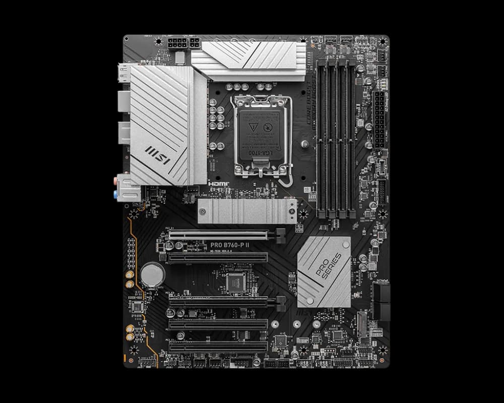 MSI PRO B760-P II, ATX, LGA 1700, Dual Channel DDR5, 4xDDR5, 5x PCIe x16 slots, 2x M.2 slots, 1x HDMI, 1xDP, 2x USB 2.0, 2x USB 5Gbps, 1x Type-C, 7.1 HD Audio, 2.5G LAN, 3Y "PRO_B760-P_II"