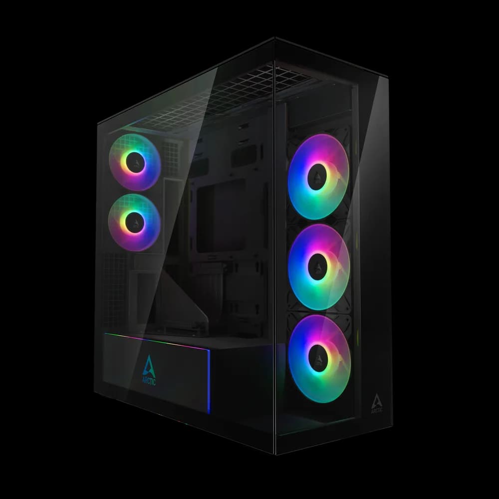 CARCASA Arctic "Xtender Mirror BK VG", mid tower, max 8xfan, 3xP14 ProR ARGB si 2xP12Pro ARGB instalate, PSU shroud 24 LED ARGB, USB-C x 1, USB 3.2 x 2, audio+mic, 7 sloturi expans, negru, "ACPCC00019A"