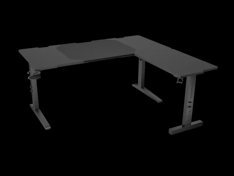 Birou gaming Genesis Holm Modular 160, material metal MDF, reglabil pe inaltime 70 - 90 cm, iluminare RGB, management cabluri, negru