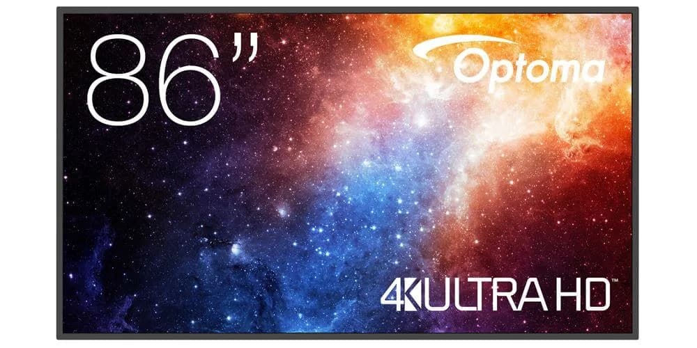 Display profesional Optoma 86" N3861K, UHD, 450 cd/m², Android 11, 4GB RAM, 32GB ROM, difuzoare 2x10W