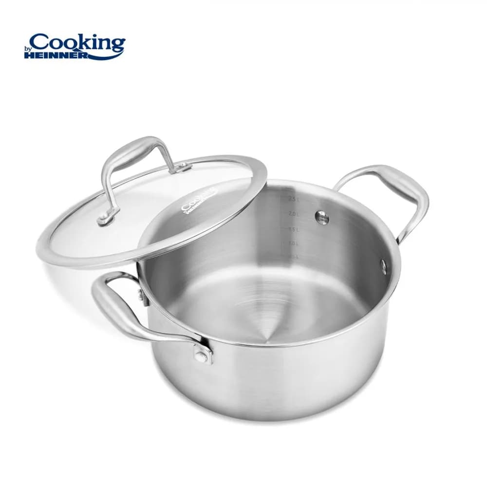 SEMIOALA INOX+CAPAC STICLA 20x10CM, 2.8L, ATOMIC3, COOKING BY HEINNER — miniatură