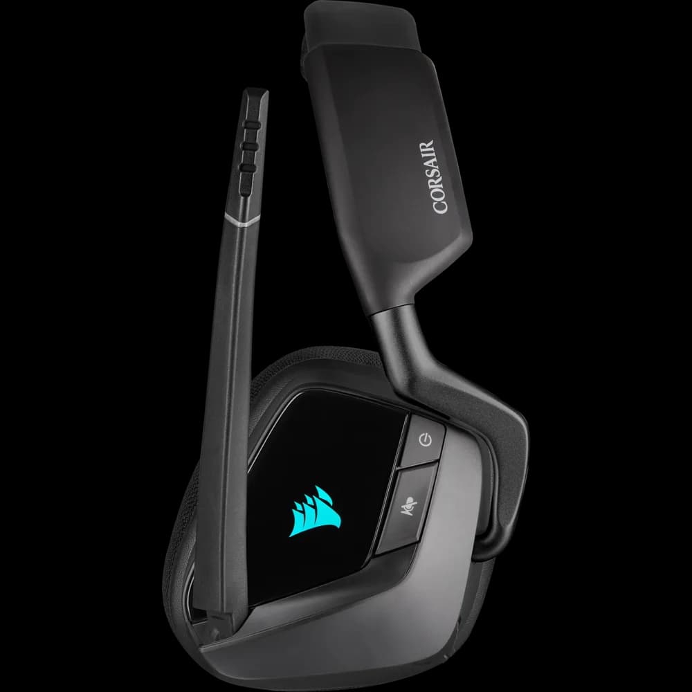 CASTI Corsair, "Void RGB Elite", wireless, gaming, utilizare multimedia, microfon pe brat, conectare prin 2.4 GHz (WiFi), negru, "CA-9011201-EU" — miniatură