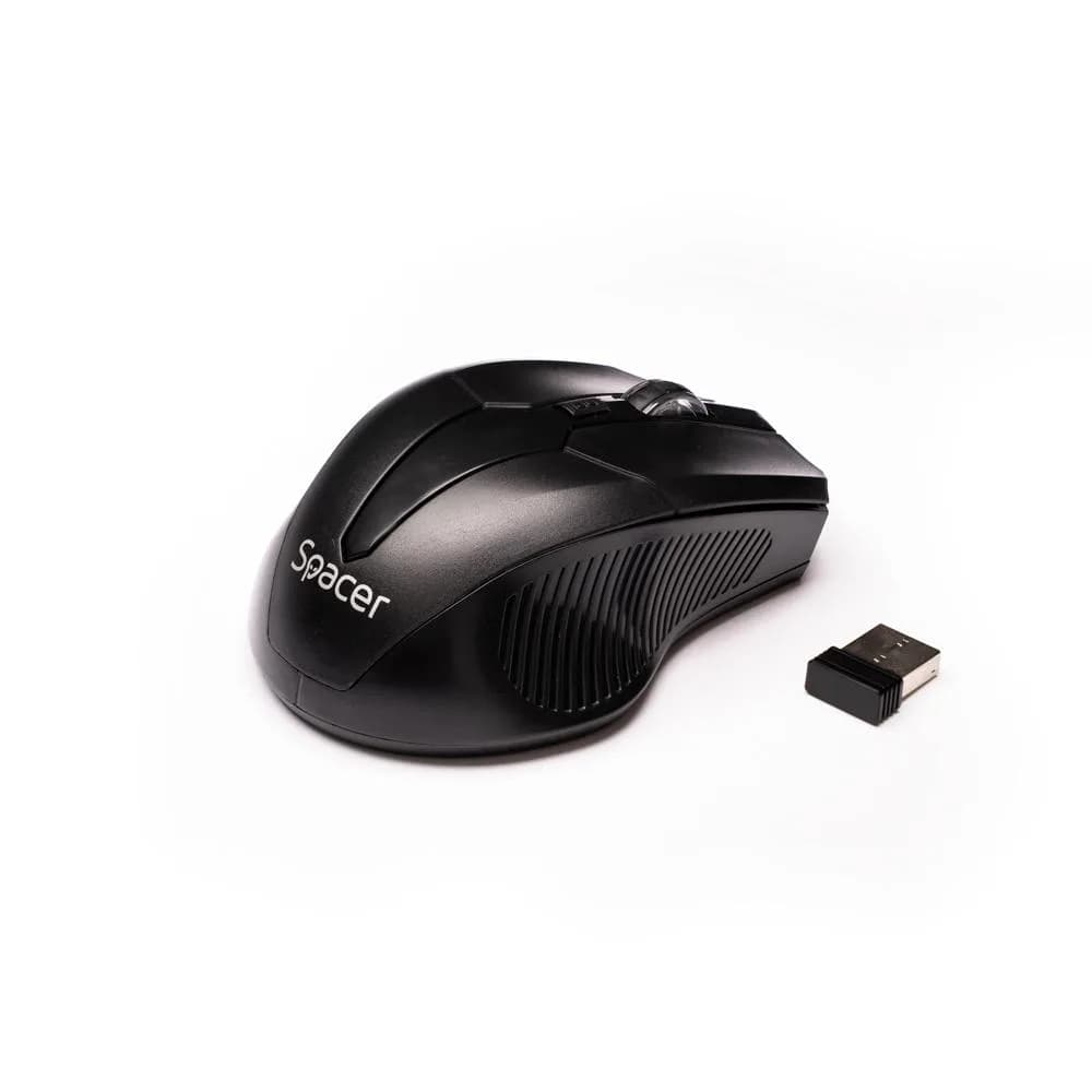 Mouse Wireless SPACER SPMO-W02, 1600 dpi, Negru — miniatură