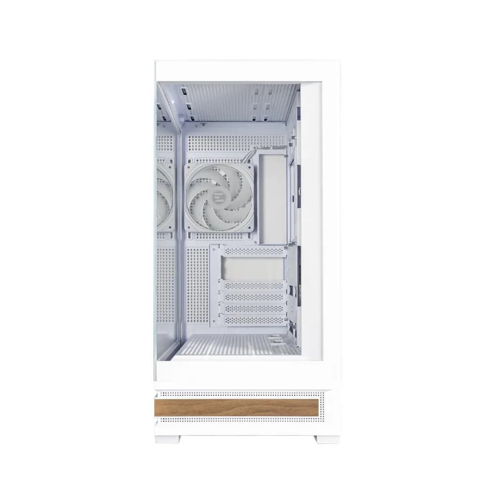 CARCASA Zalman "P40 NAMU", middle tower, gaming, fara sursa, suporta 10xfan, 4xfan inclus, PSU shroud, afisaj electronic, USB Type-C x 1, USB 3.1 gen1 x 2, audio+mic, 7 sloturi expansiune, alb, "P40 NAMU White" — miniatură