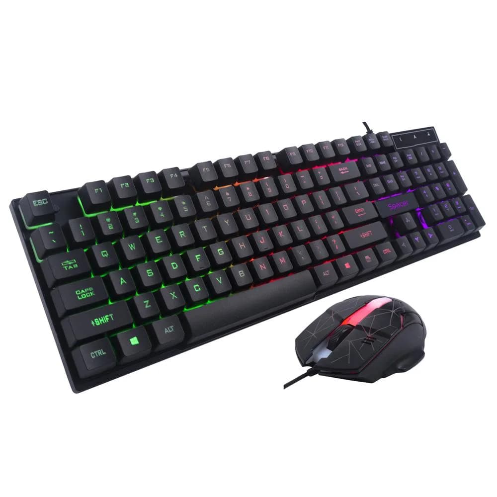 Kit Wired tastatura si mouse SPACER SP-GK-01, taste numerice, Negru — miniatură
