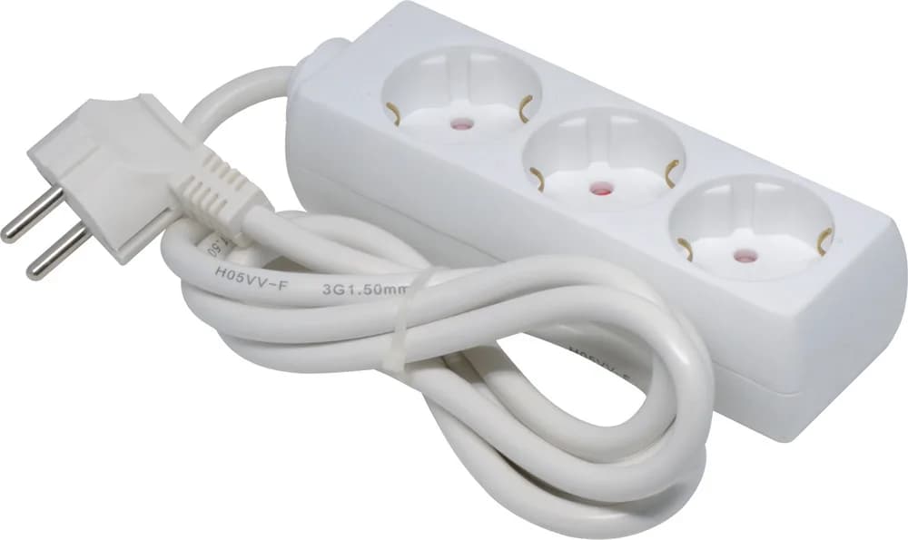 PRELUNGITOR SPACER, Schuko x 3, conectare prin Schuko (T), cablu 1.5 m, 16 A, protectie copii, protectie supratensiune, alb, "PP-3-15"
