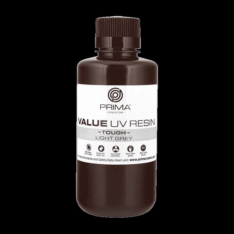Rășină 3D PrimaCreator Value Tough UV (ABS Like) – 500 g – Light Grey — miniatură