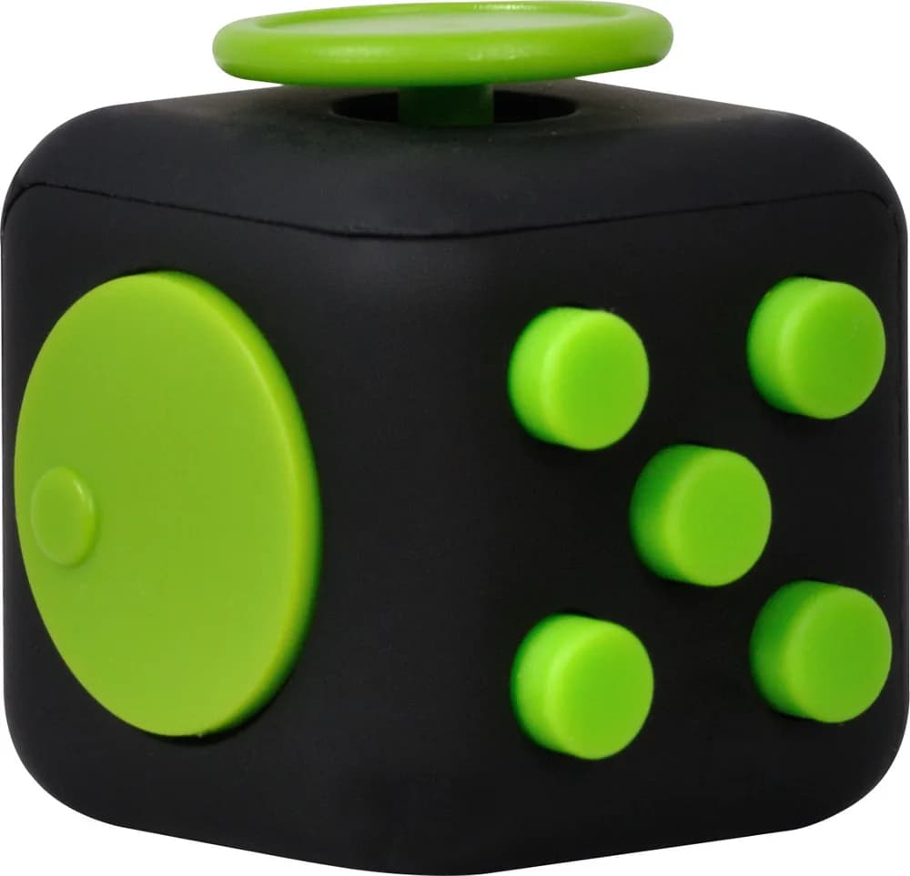 CUB ANTISTRES SPACER, FIDGET, black cu butoane green, "SP-CUBE-FGET" — miniatură