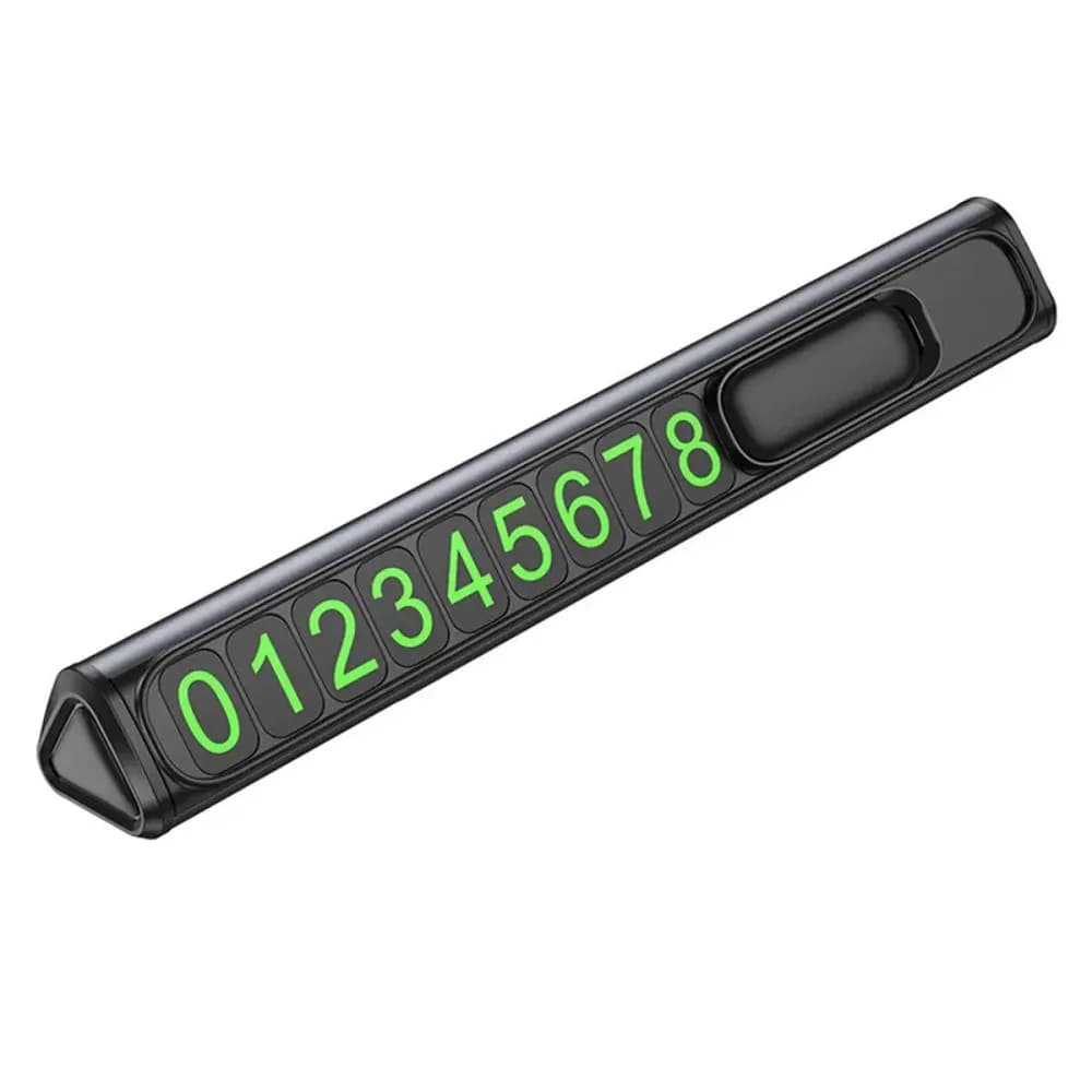 SUPORT numar de telefon parbriz Borofone "FC3", functie de inchidere si deschidere prin apasare, doua seturi de numere incluse, argintiu "6941991118760" — miniatură