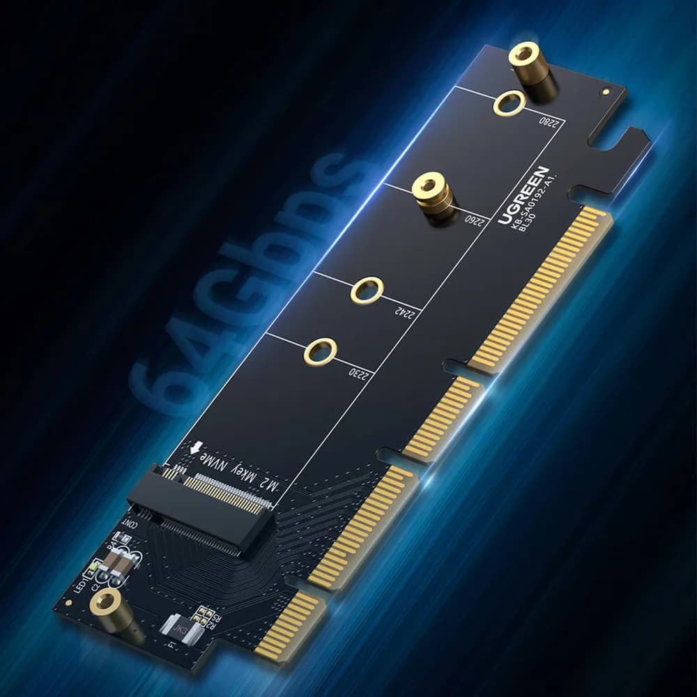 ADAPTOR Ugreen, "CM465" M.2 (M)(NVMe) la PCle 4.0, adaptor pt. SSD M.2 cu form factor 2280/2260/2242/2230, radiator (Heat Sink) "30715" - 6957303837151 — miniatură