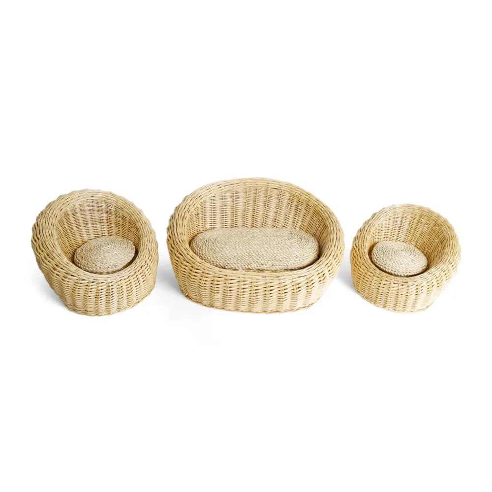 Set canapea și fotoliu din răchită (set de 3) — miniatură