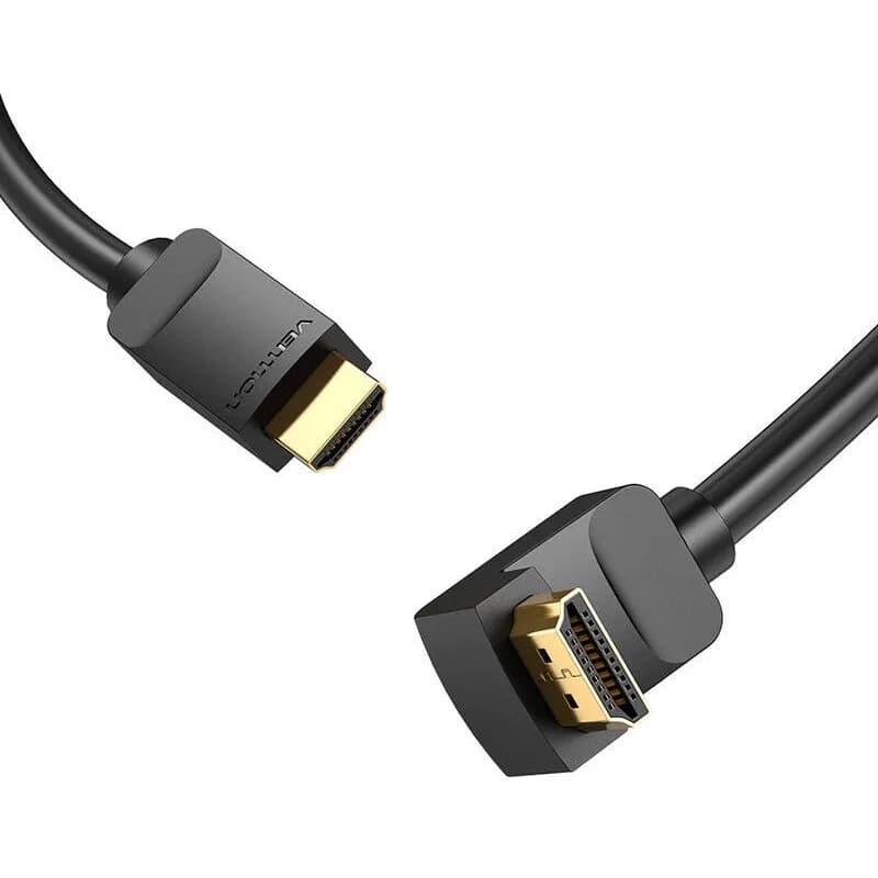 Cablu video Vention, HDMI(T) la HDMI(T), 2m, rezolutie maxima 4K la 60Hz, conectori auriti, cupru, unghi 270 grade, negru, "AAQBH" - 6922794745360 — miniatură
