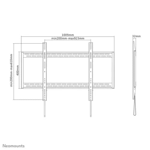 Suport TV fix de perete Neomounts, 60"- 100", VESA 900x600mm, suporta pana la 125kg, negru — miniatură
