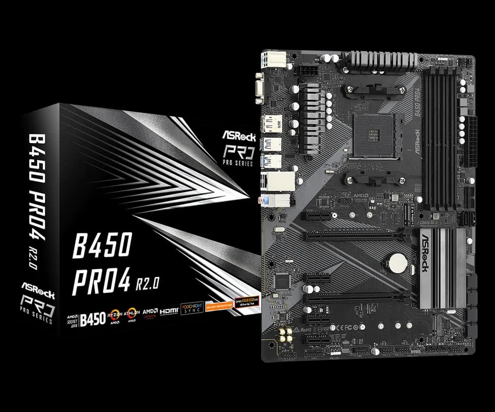 Placa de baza ASRock B450 Pro4 R2.0, Socket AM4, DDR4, ATX