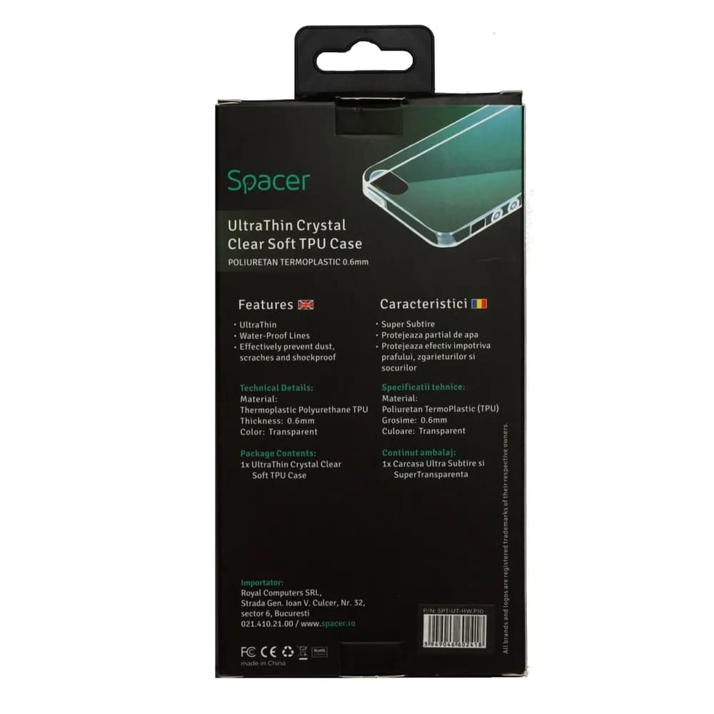 Husa Huawei telefon P10, transparent, tip back cover, material flexibil TPU, ultra subtire, "SPT-UT-HW.P10" — miniatură