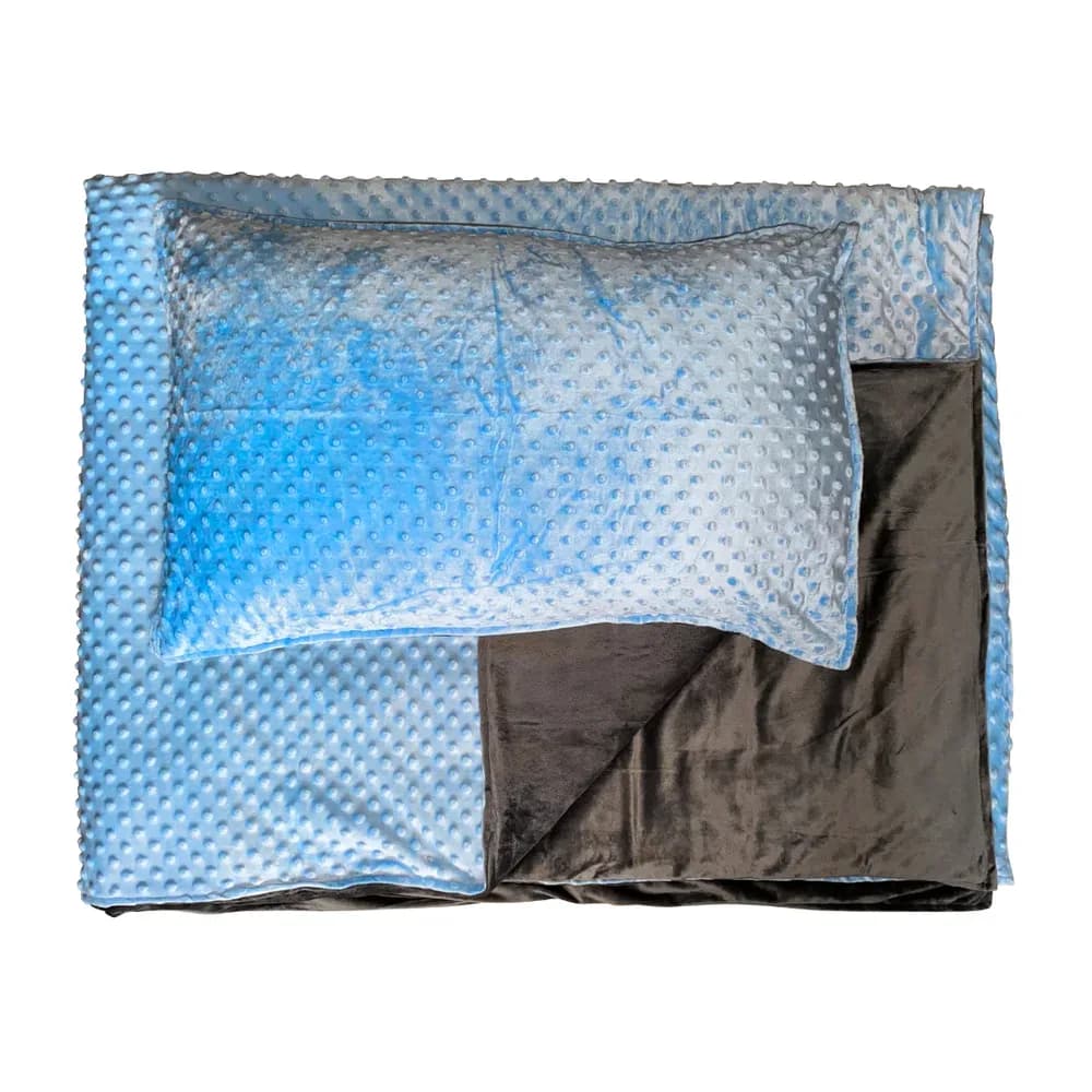 Patura cu greutati mare 5kg (150 x 200cm) Albastru/Gri cu fata de perna