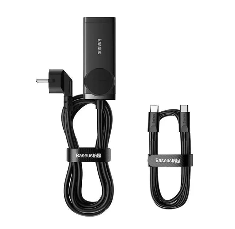 INCARCATOR RETEA Baseus GaN3 Pro Powerstrip,QC 100W,1xAC,2xUSB Type-C Output 5V/3A,2 x USB,include cablu USB Type-C la USB Type-C 100W, 1m, negru "PSZM000401" - 6932172604233 — miniatură