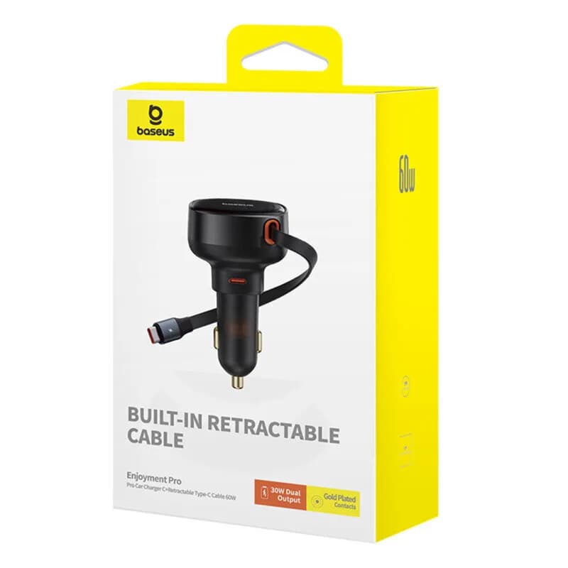 INCARCATOR auto Baseus Enjoyment Pro, 2 x USB Type-C, total output 60W, pt. bricheta auto, negru "C00057802111-01" - 6932172641658 — miniatură