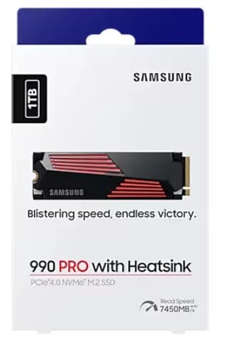 SSD Samsung 990 Pro, 1TB, PCIe 4.0, NVMe, M.2, Heatsink "MZ-V9P1T0GW" — miniatură