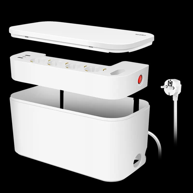 PRELUNGITOR LOGILINK, Schuko x 5, conectare prin Schuko (T), cutie management cabluri, 16 A, 2xUSB-A, 1xUSB-C, protectie IP20, alb, "LPS281U"