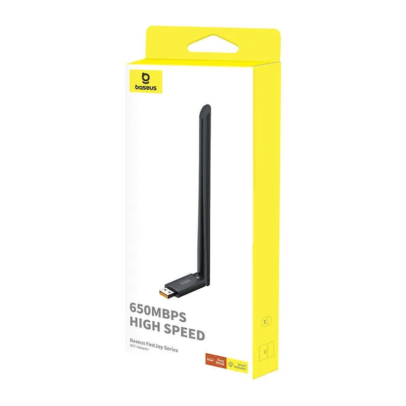 ADAPTOR RETEA Baseus FastJoy, extern wireless 2.4 GHz, USB 2.0, port, 650 Mbps, antena externa x 1, "B01317600111-02" - 6932172651039 — miniatură
