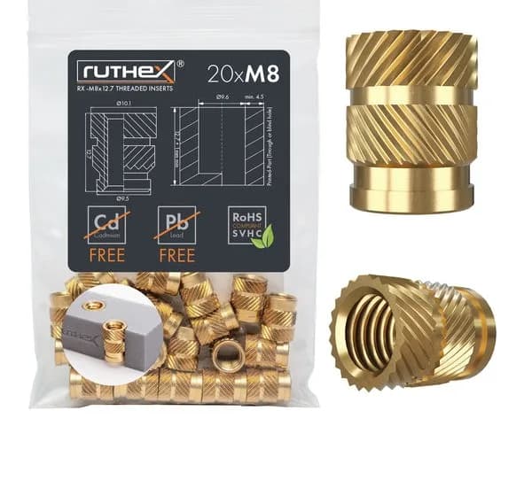 Inserturi filetate Ruthex M8 threaded insert – Rx-M8x12.7 – 20 buc
