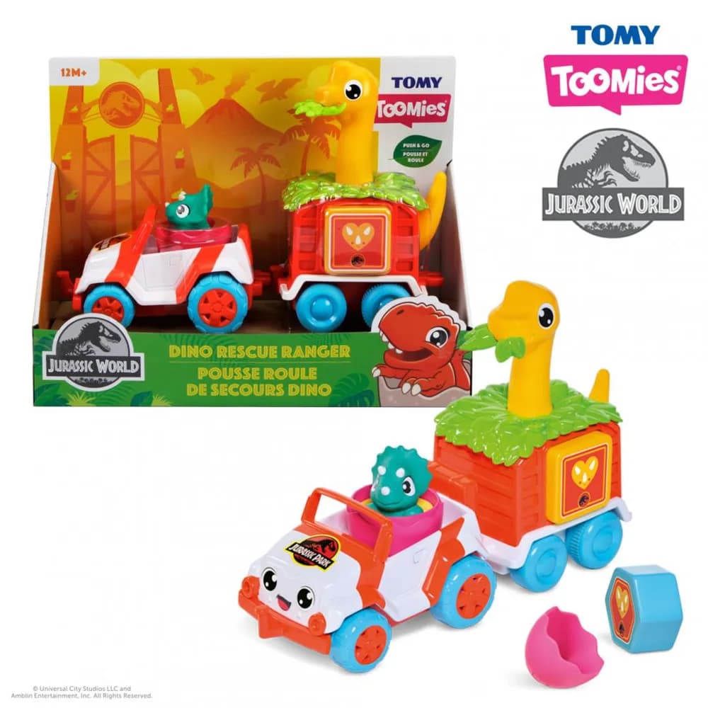 VEHICUL DE SALVARE CU REMORCA COLORATA, DINO, JURASSIC WORLD, TOMY — miniatură