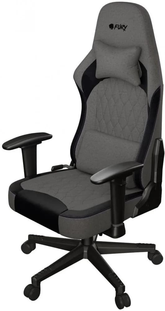 Scaun gaming FURY SHINAI S8, material fabric, reglabil pe inaltime, greutate maxima suportata 130 kg, inaltime scaun reglabil 30.5 - 37.5 cm, spatar ajustabil 135°, dimensiuni roti 60mm, echipat cu piston cu gaz clasa 4, manere 1D, gri — miniatură