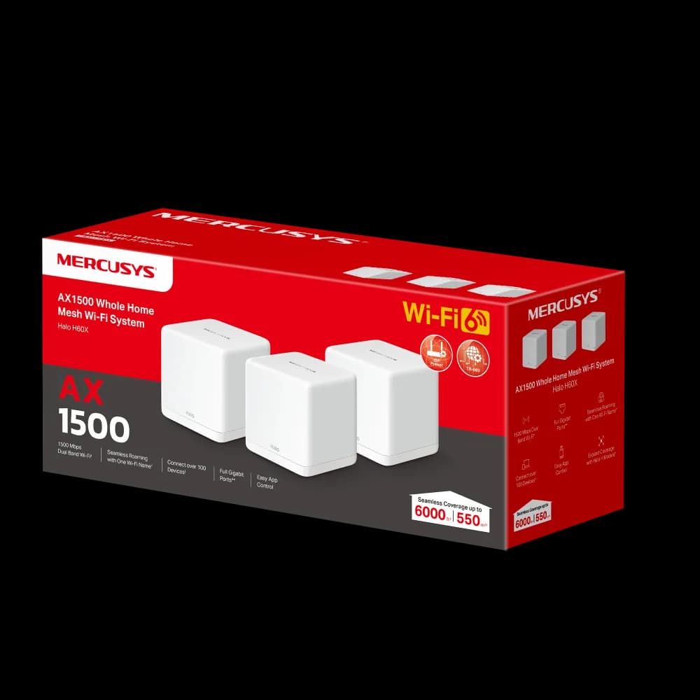 Router wireless MERCUSYS Halo H60X, WIFI 6, Mesh, Dual Band — miniatură