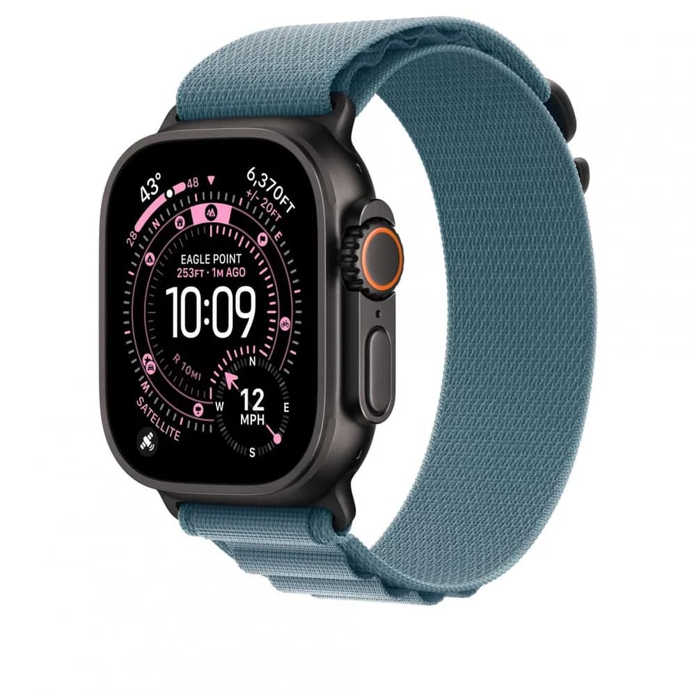 Curea pentru Apple Watch 49mm Light Blue Alpine Loop - Large - Black Titanium Finish — miniatură