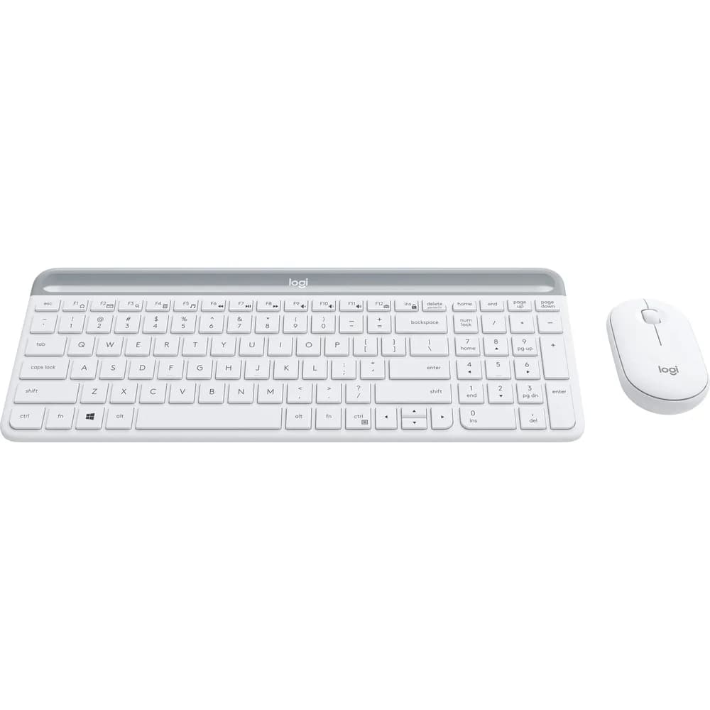 TASTATURA si Mouse LOGITECH, "Slim", wireless, 1000 dpi taste format standard (104-108 taste), mouse alb, 3/1 butoane, 104, "920-009205" — miniatură